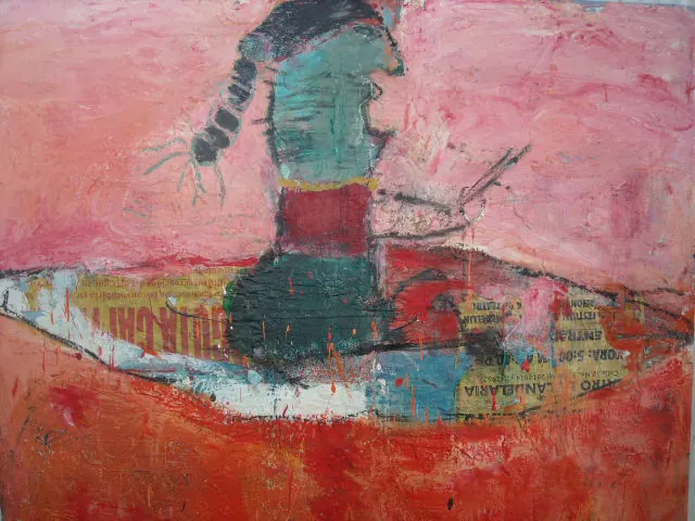 Emberá Native on the Darién River, painting by Layne Meacham